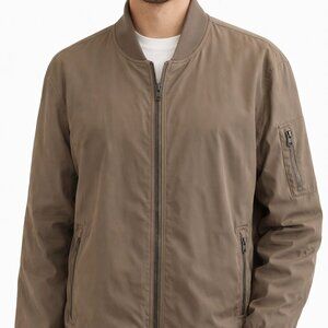 Calvin Klein Men’s Bomber Jacket Brown XL Lightweight Full Zip Ribbed Trim